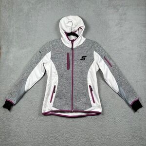 Snap-on Choko Womens Knitted Fleece Softshell Jacket Full Zip Hooded Gray Sz S